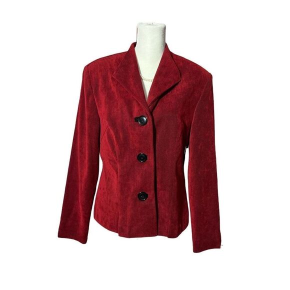 Perceptions Vintage Red Blazer Womens Size 12 Button Up - Picture 1 of 8
